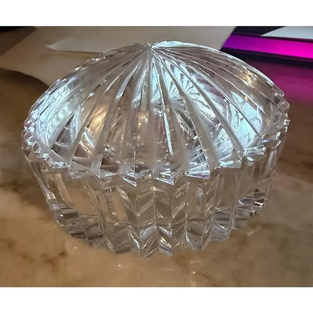 Vintage Waterford crystal glass trinket box 3-1/4